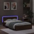 Estructura de cama cabecero y luces LED marrón roble 120x200