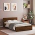 Estructura de cama cabecero y luces LED marrón roble 140x190
