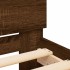 Estructura de cama cabecero y luces LED marrón roble 140x190