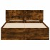 Estructura de cama cabecero y luces LED roble ahumado