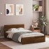 Estructura de cama cabecero y luces LED marrón roble 135x190