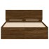 Estructura de cama cabecero y luces LED marrón roble 135x190