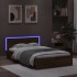 Estructura de cama cabecero y luces LED marrón roble 120x190