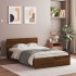 Estructura de cama cabecero y luces LED marrón roble 120x190