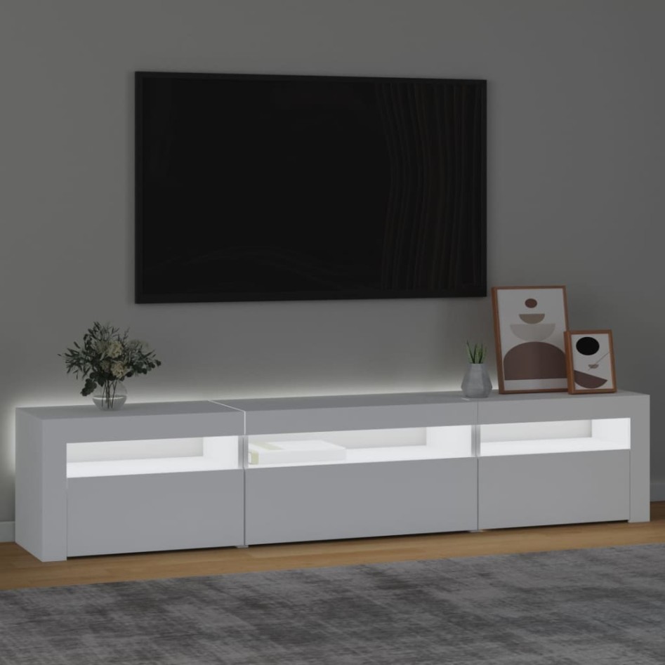 Mueble de TV con luces LED blanco 195x35x40