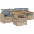 Set sofás jardín y cojines 5 pzas ratán sintético acacia