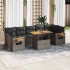 Set sofás jardín y cojines 8 pzas ratán sintético acacia