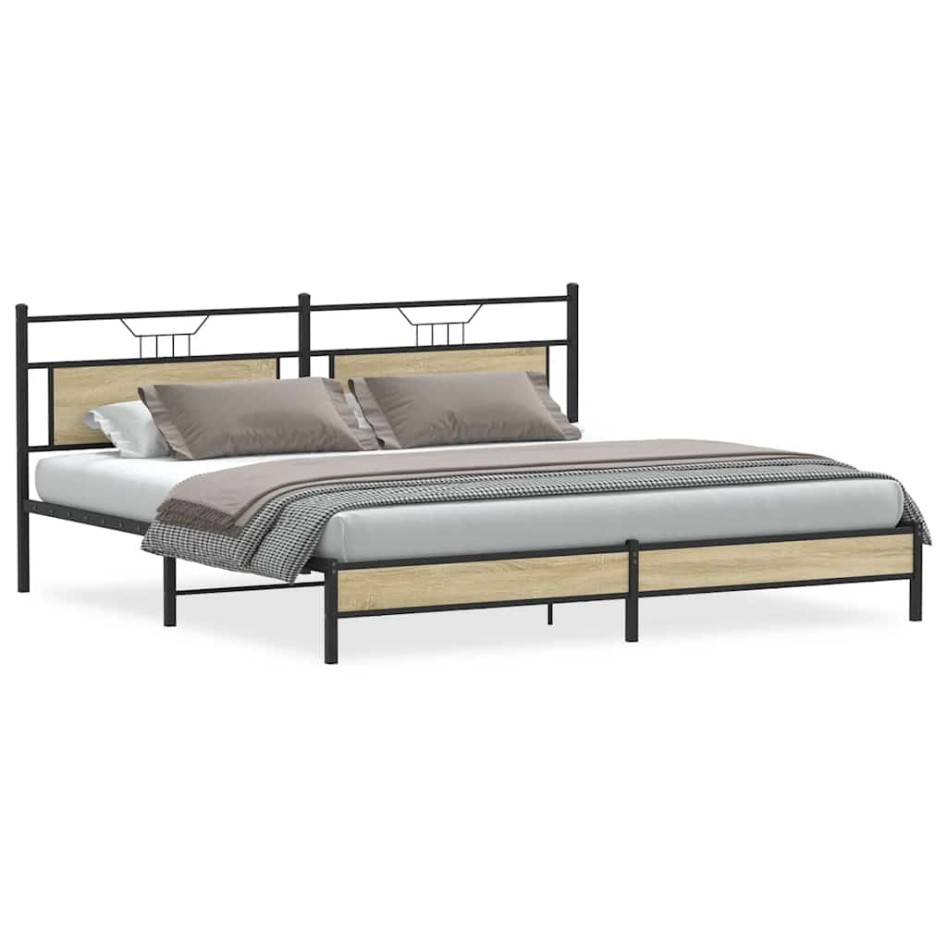Estructura de cama sin colchón metal roble Sonoma 200x200