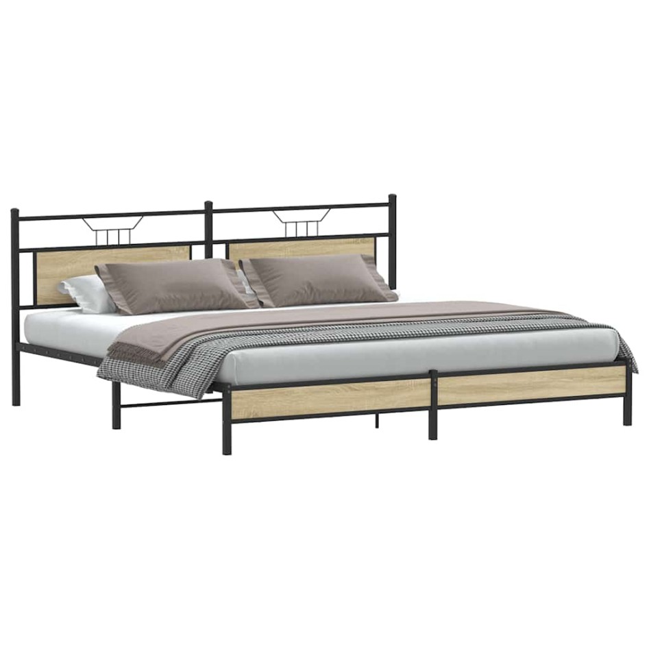 Estructura de cama sin colchón metal roble Sonoma 200x200
