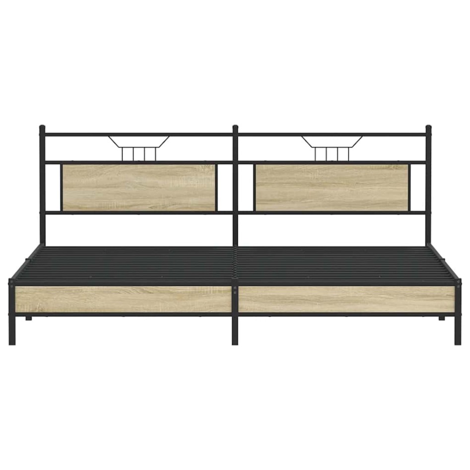 Estructura de cama sin colchón metal roble Sonoma 200x200