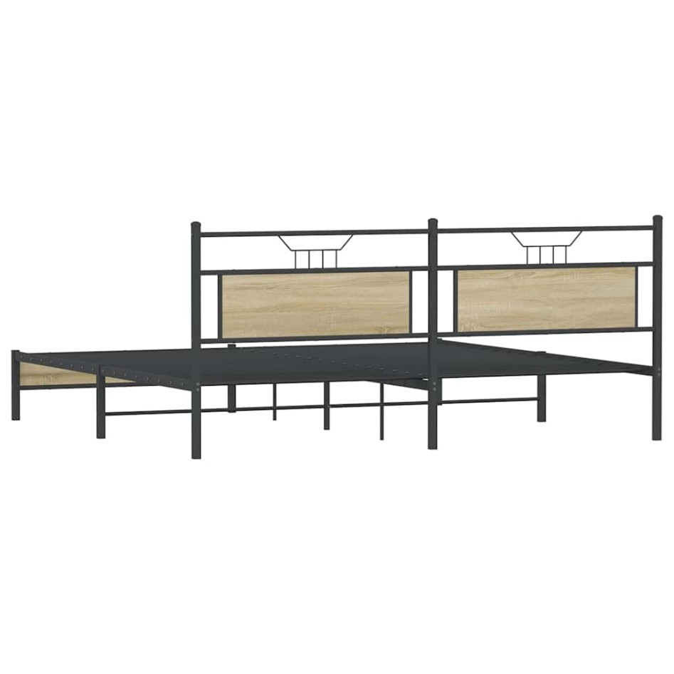 Estructura de cama sin colchón metal roble Sonoma 200x200