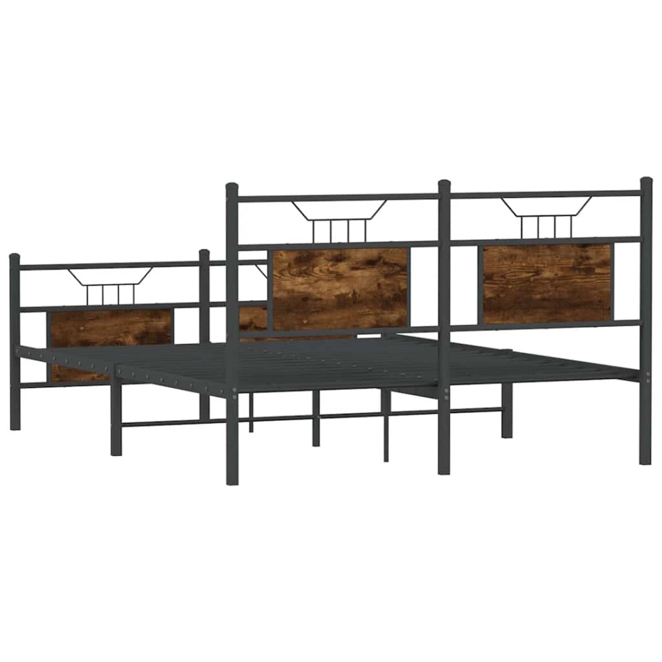 Estructura de cama sin colchón madera roble ahumado 140x190