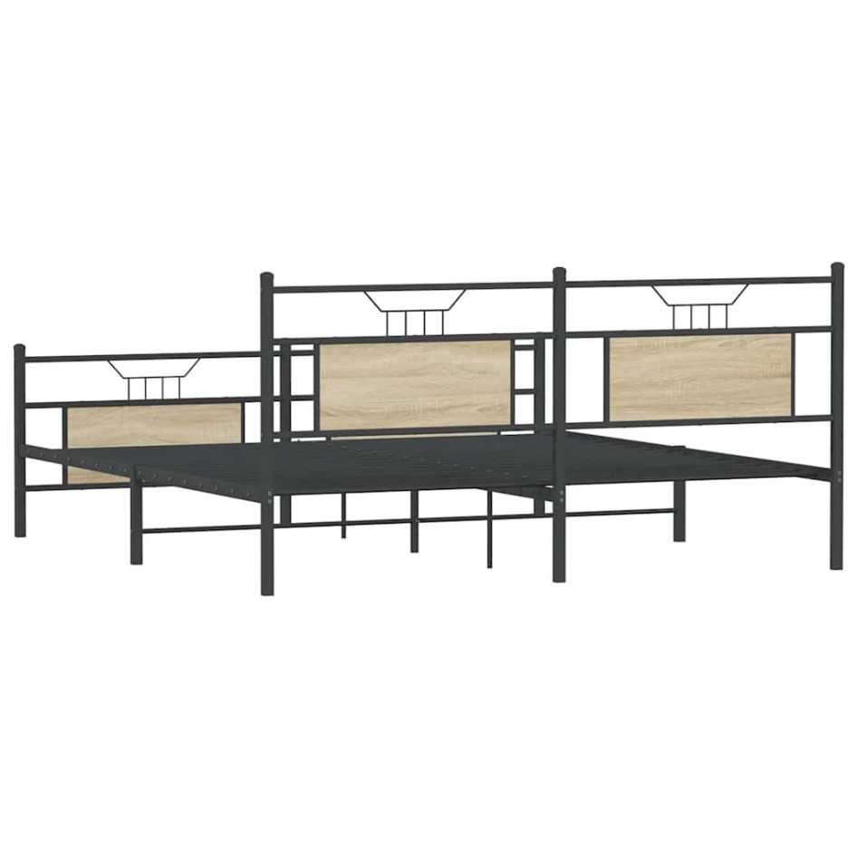 Estructura de cama sin colchón metal roble Sonoma 160x200