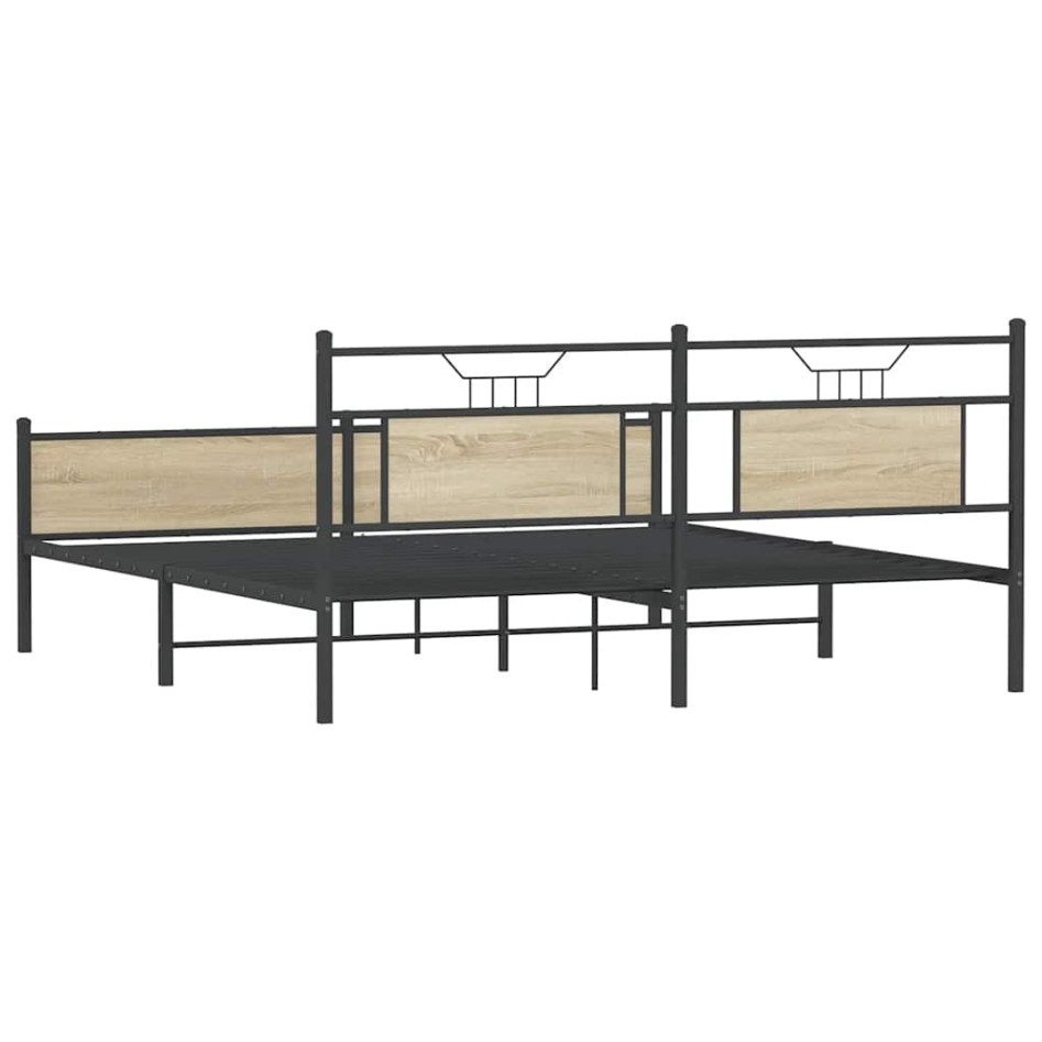 Estructura de cama sin colchón metal roble Sonoma 180x200