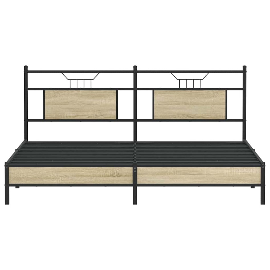 Estructura de cama sin colchón 183x203 cm madera roble
