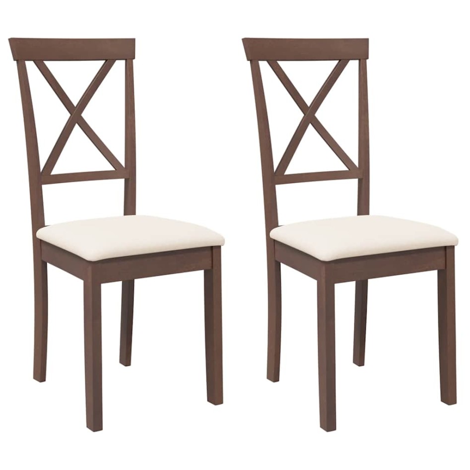Sillas de comedor con cojines 2 uds madera maciza marrón