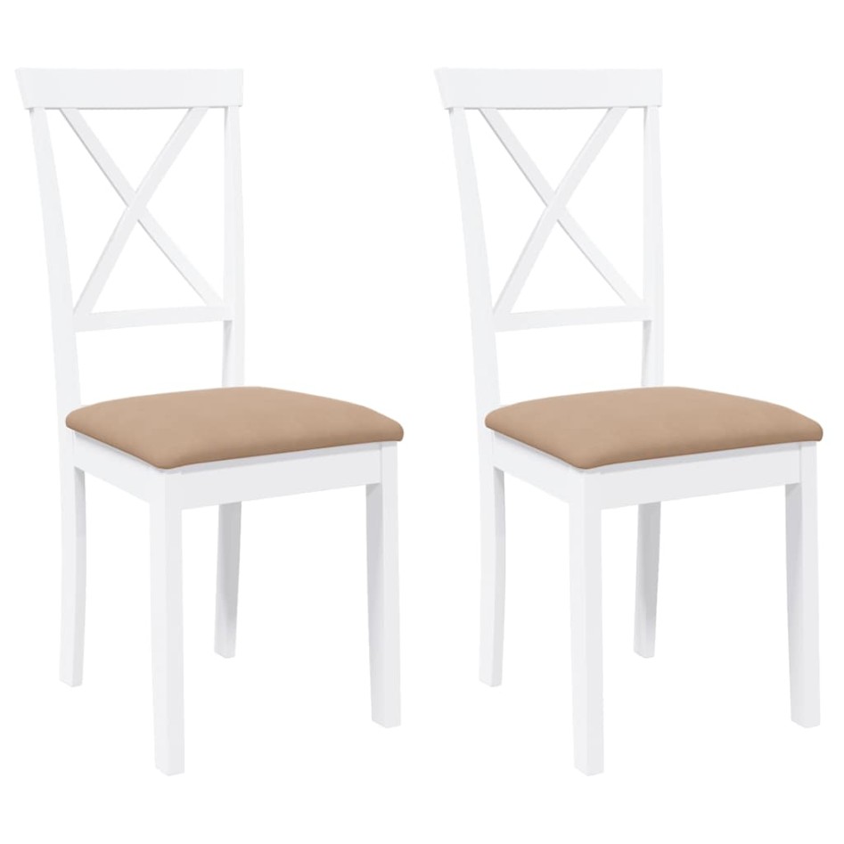 Sillas de comedor con cojines 2uds madera maciza blanco
