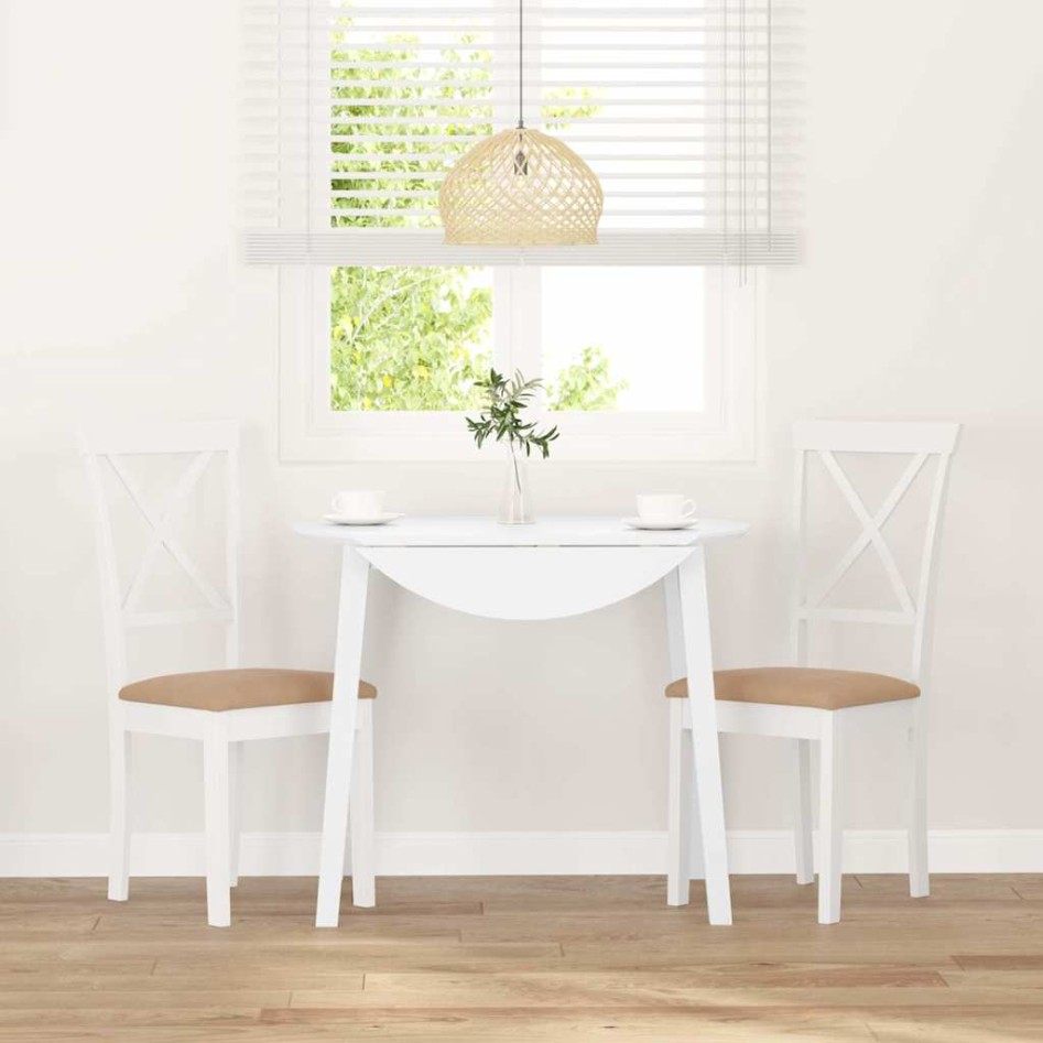 Sillas de comedor con cojines 2uds madera maciza blanco