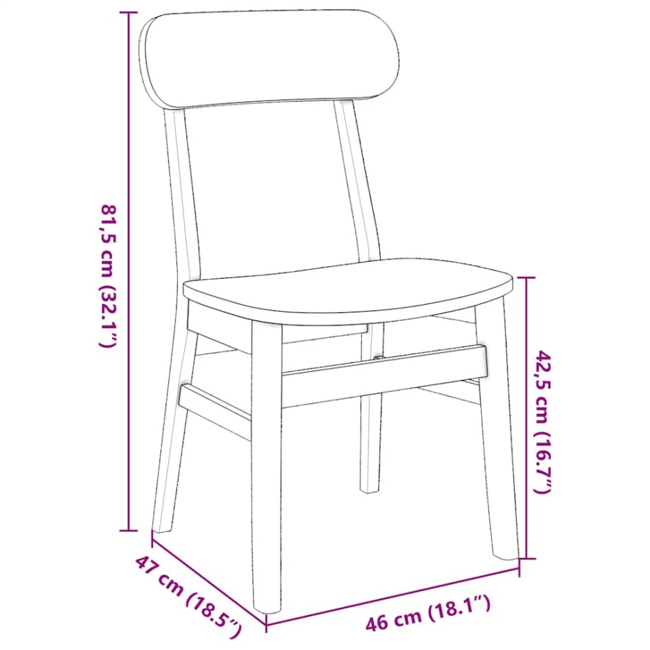 Sillas de comedor 2 unidades madera maciza de caucho