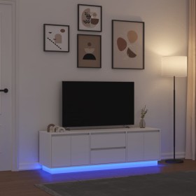 Mueble de TV con luces LED blanco 160,5x41x50