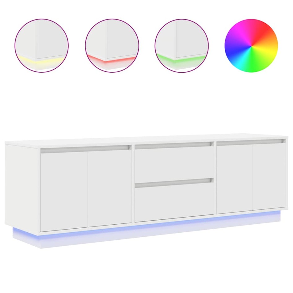 Mueble de TV con luces LED blanco 160,5x41x50
