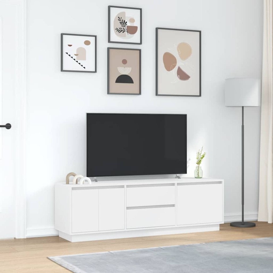 Mueble de TV con luces LED blanco 160,5x41x50