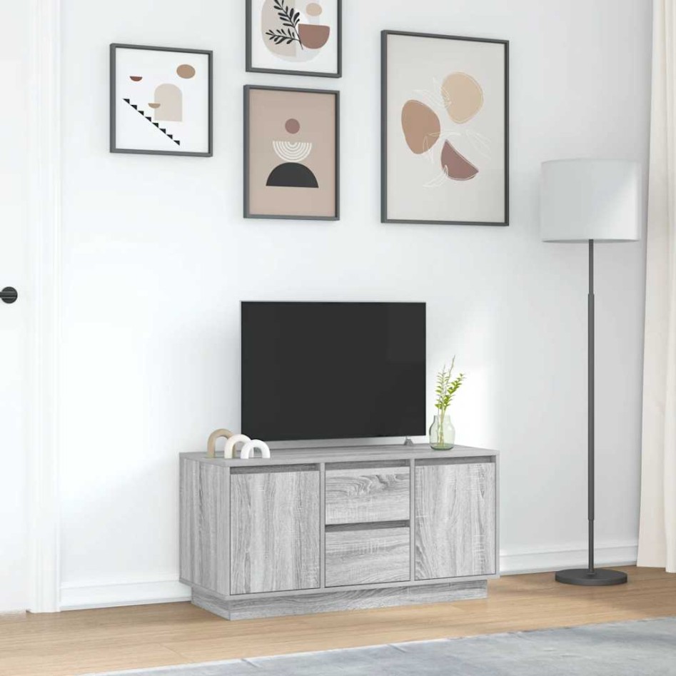 Mueble de TV con luces LED Sonoma gris 100x41x50