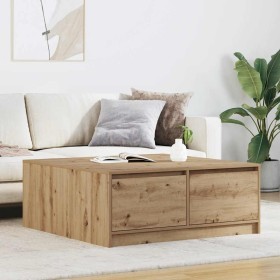 Mesa de centro con cajones roble artesanal 100x100x40