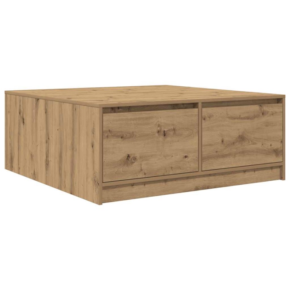 Mesa de centro con cajones roble artesanal 100x100x40