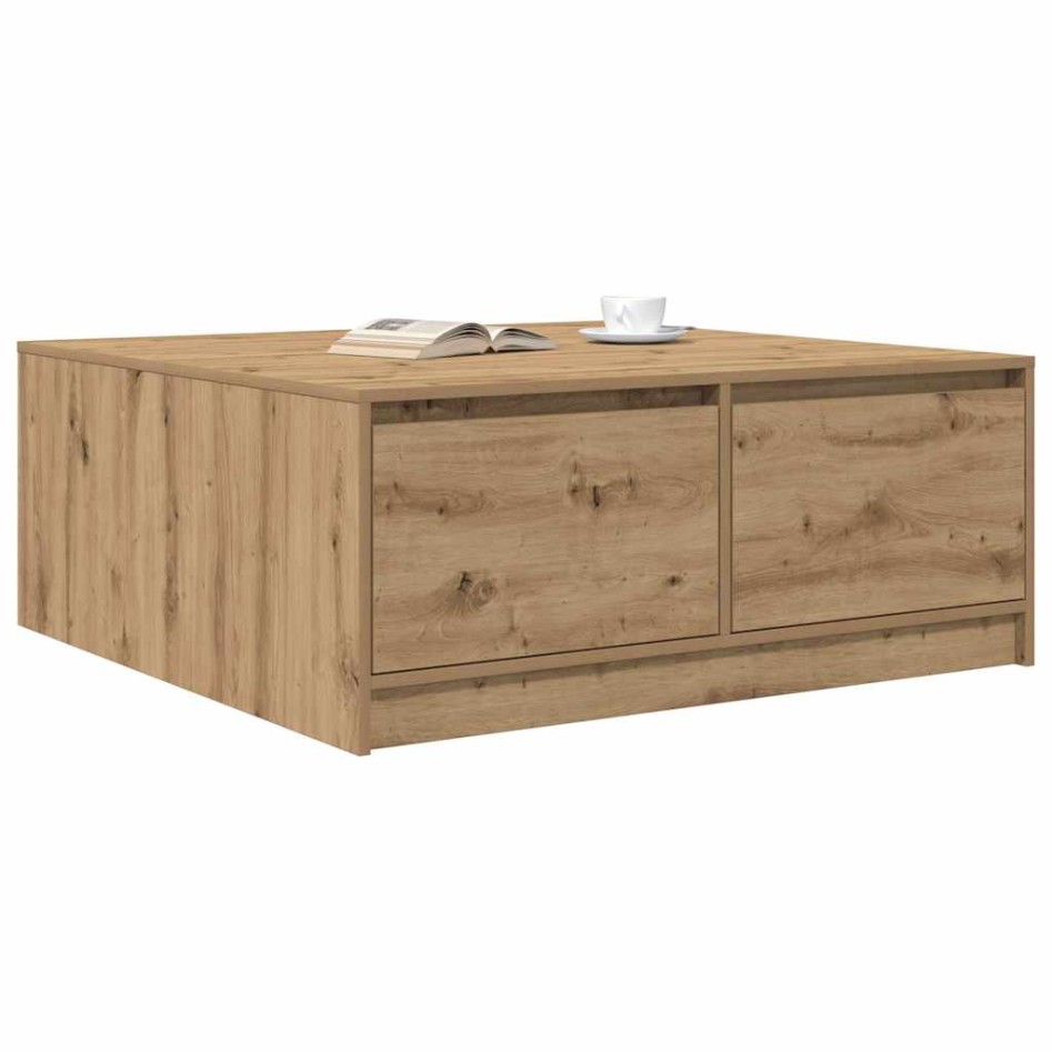 Mesa de centro con cajones roble artesanal 100x100x40