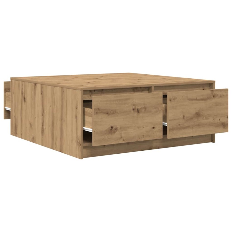 Mesa de centro con cajones roble artesanal 100x100x40