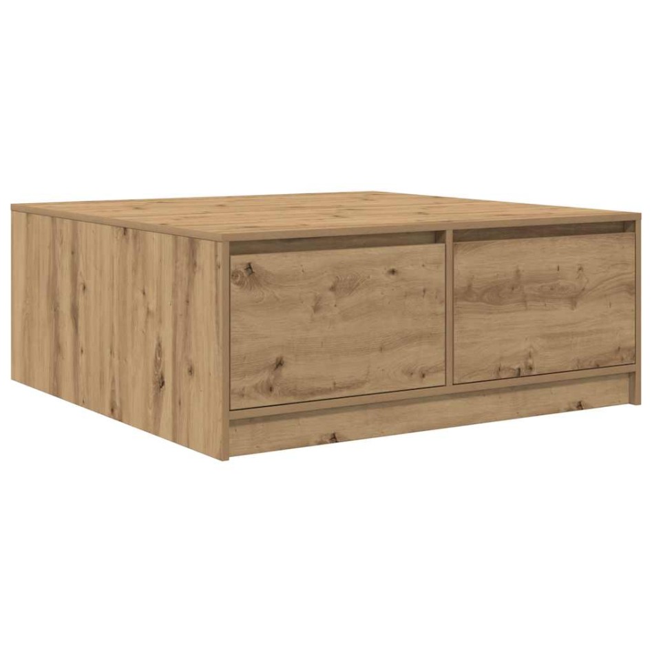 Mesa de centro con cajones roble artesanal 100x100x40