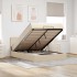 Cama otomana con colchón LED crema 140x190 cm