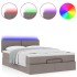 Cama otomana con colchón y luces LED gris topo 140x200 cm
