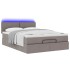 Cama otomana con colchón y luces LED gris topo 140x200 cm