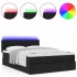 Cama otomana con colchón y luces LED Tela negra 140x200