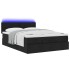 Cama otomana con colchón y luces LED Tela negra 140x200