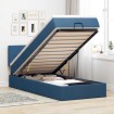 Cama otomana con colchón y luces LED azul 100x200 cm Tela