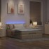 Cama otomana con colchón y luces LED Tela crema 140x200