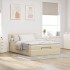 Cama otomana con colchón y luces LED Tela crema 140x200