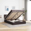 Cama otomana con colchón LED marrón oscuro 140x190 cm tela
