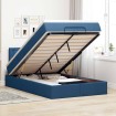 Cama otomana con colchón y luces LED azul 120x200 cm Tela