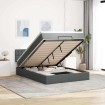 Cama otomana con colchón LED gris oscuro 140x200 cm tela