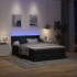 Cama otomana con colchón y luces LED Tela negra 140x200