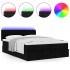 Cama otomana con colchón y luces LED Tela negra 140x200