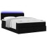 Cama otomana con colchón y luces LED Tela negra 140x200