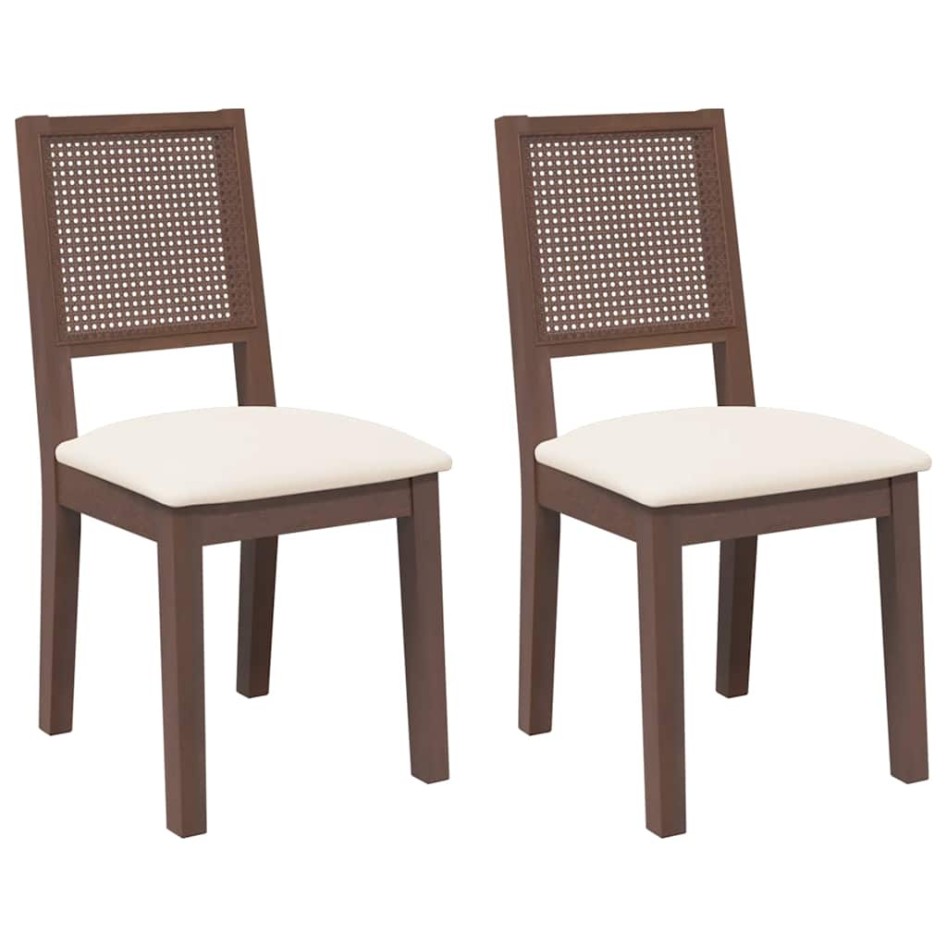 Sillas de comedor con cojines 2 uds madera maciza marrón