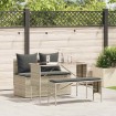 Set comedor de jardín 3 pzas cojines ratán sintético gris claro