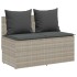 Set comedor de jardín 3 pzas cojines ratán sintético gris