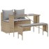 Set comedor de jardín 3 pzas con cojines ratán sintético